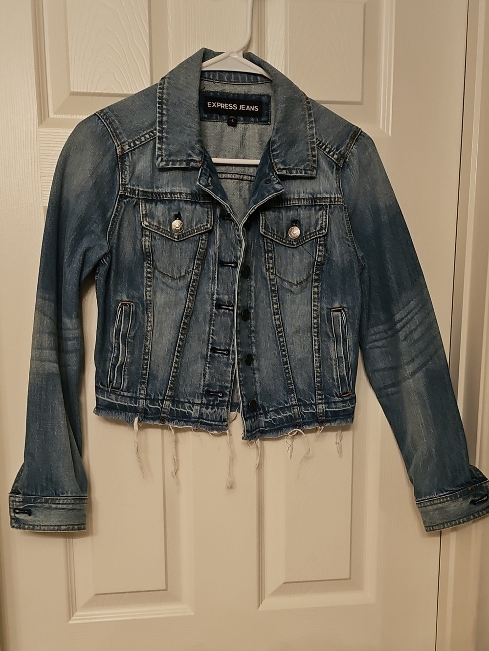 Express Women's Blue Washed Denim Jacket
